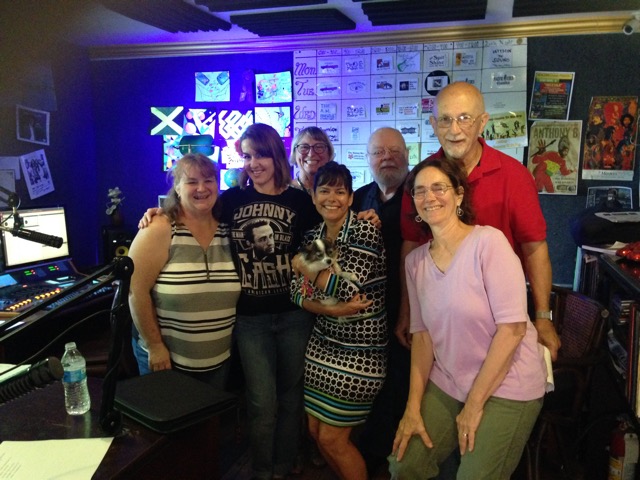 Benicia's Outlaw Writers take over the OZCAT studio on July 18, 2019. L. to R. Front Row: Janene Biggs, Carlye Knight, 